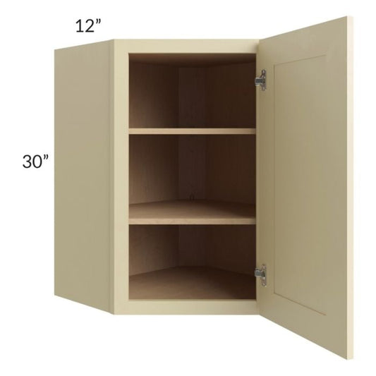 RTA Phoenix Cream Glaze 24" x 30" Wall Diagonal Corner Cabinet with Mullion Glass Door