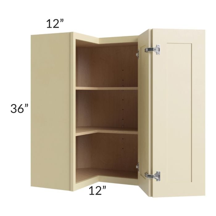 RTA Phoenix Cream Glaze 24" x 36" Easy Reach Corner Wall Cabinet with 1 Decorative End Panel