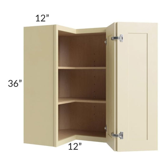 RTA Phoenix Cream Glaze 24" x 36" Easy Reach Corner Wall Cabinet with 2 Decorative End Panels