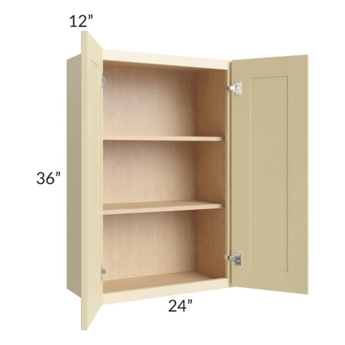 RTA Phoenix Cream Glaze 24" x 36" Wall Cabinet with 1 Decorative End Panel