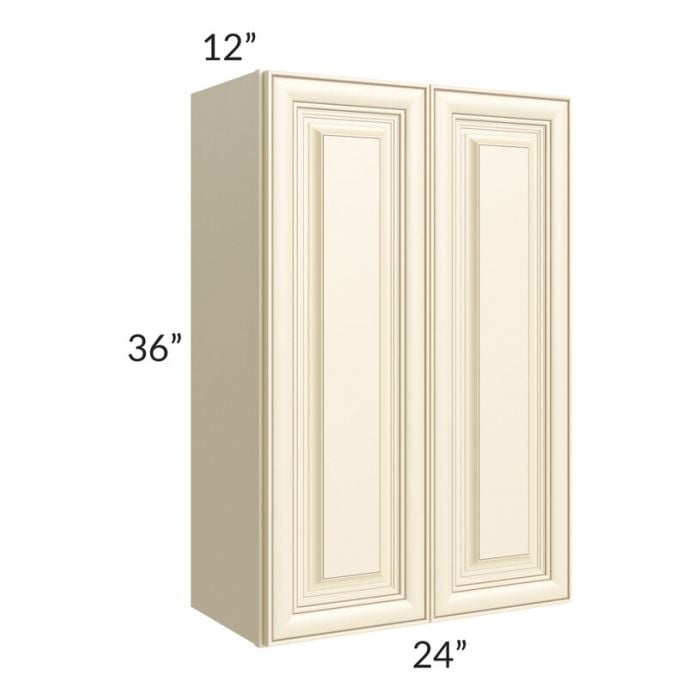 RTA Phoenix Cream Glaze 24" x 36" Wall Cabinet with Mullion Glass Door