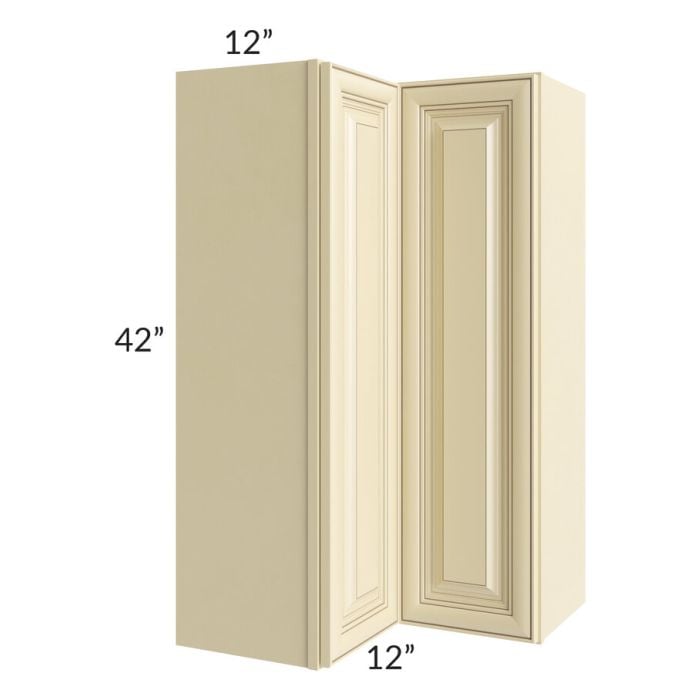 RTA Phoenix Cream Glaze 24" x 42" Easy Reach Corner Wall Cabinet with 1 Decorative End Panel
