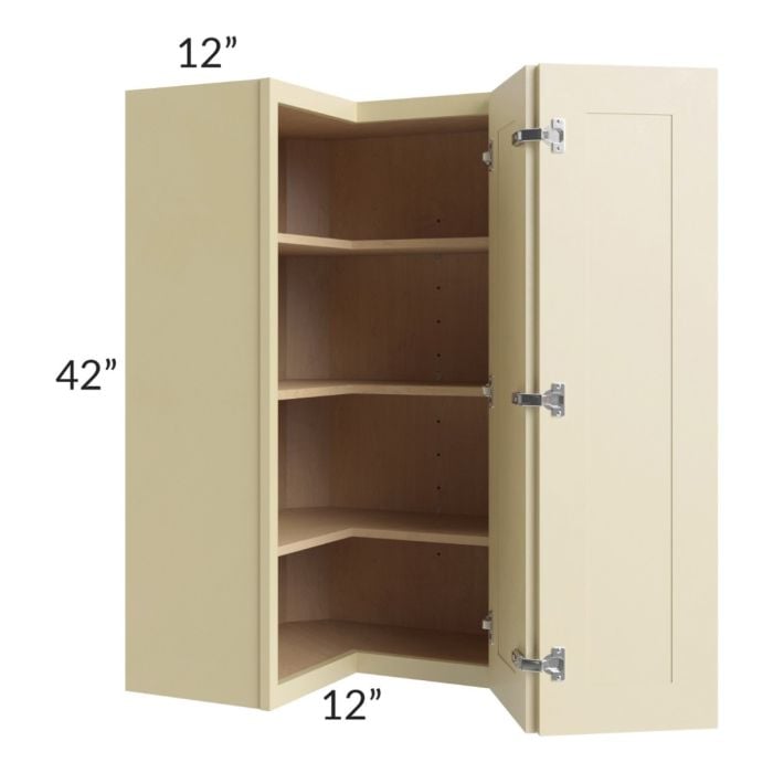 RTA Phoenix Cream Glaze 24" x 42" Easy Reach Corner Wall Cabinet with 1 Decorative End Panel
