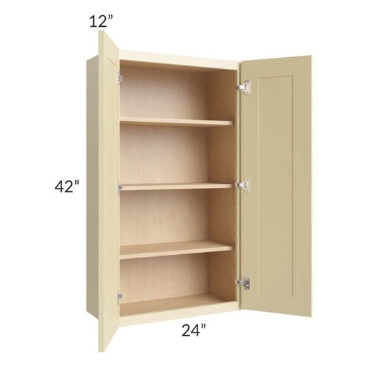 RTA Phoenix Cream Glaze 24" x 42" Wall Cabinet with 1 Decorative End Panel