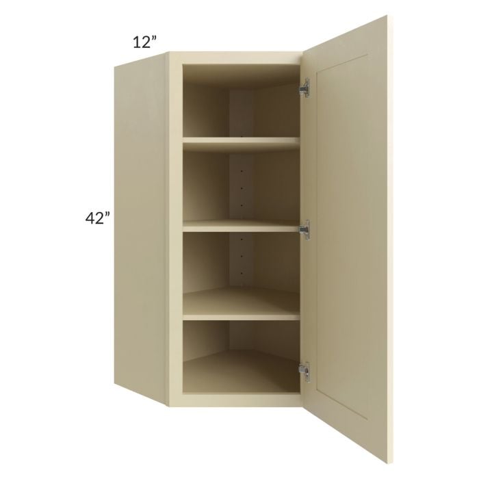 RTA Phoenix Cream Glaze 24" x 42" Wall Diagonal Corner Cabinet with 2 Decorative End Panels