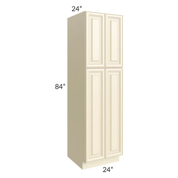 RTA Phoenix Cream Glaze 24" x 84" Wall Pantry with 2 Decorative End Panels and 4 Roll Out Trays