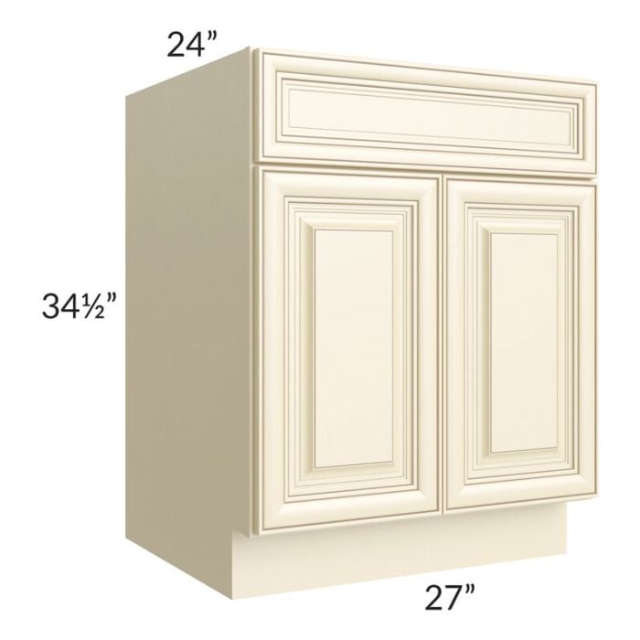 RTA Phoenix Cream Glaze 27" Base Cabinet with 2 Decorative End Panels
