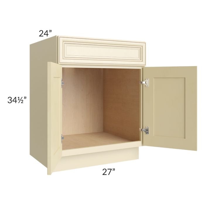 RTA Phoenix Cream Glaze 27" Sink Base Cabinet with 1 Decorative End Panel