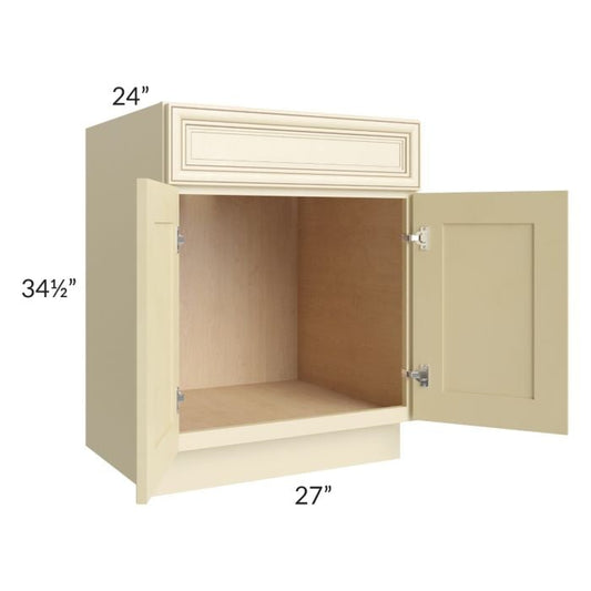 RTA Phoenix Cream Glaze 27" Sink Base Cabinet with 1 Decorative End Panel