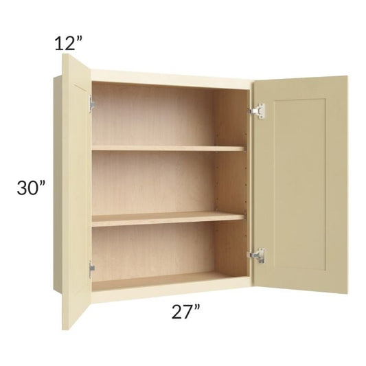 RTA Phoenix Cream Glaze 27" x 30" Wall Cabinet with 1 Decorative End Panel
