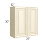 RTA Phoenix Cream Glaze 27" x 30" Wall Cabinet with 2 Decorative End Panels