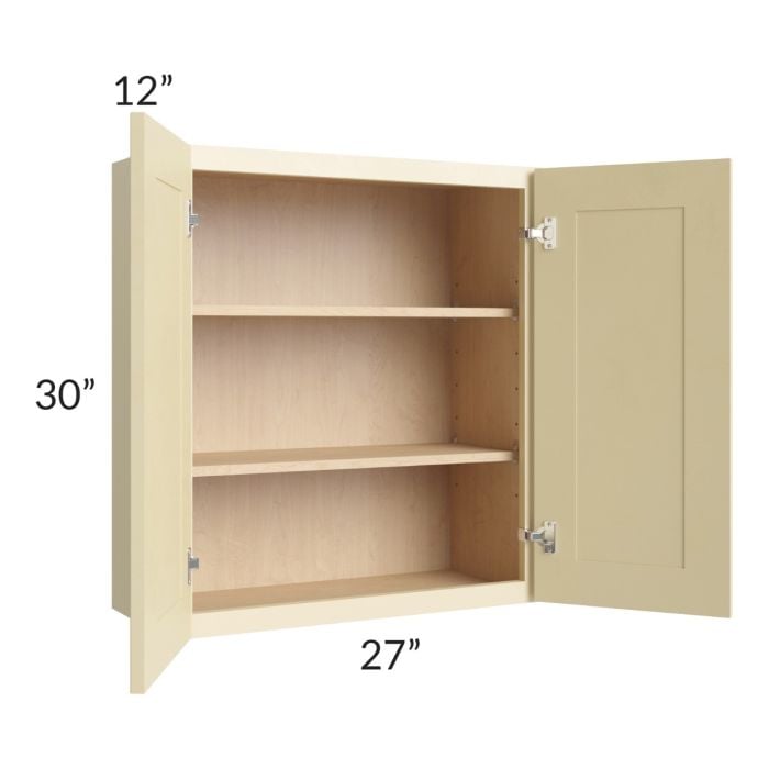 RTA Phoenix Cream Glaze 27" x 30" Wall Cabinet with Mullion Glass Door