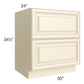 RTA Phoenix Cream Glaze 30" 2-Drawer Base Cabinet with 2 Decorative End Panels