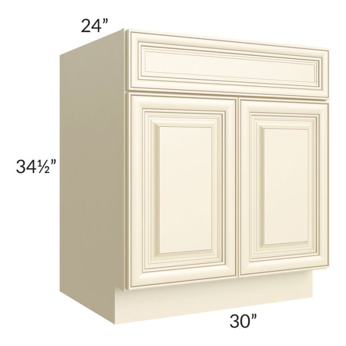 RTA Phoenix Cream Glaze 30" Base Cabinet with Pot and Pan Roll Out Kit