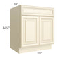 RTA Phoenix Cream Glaze 30" Sink Base Cabinet with 2 Decorative End Panels