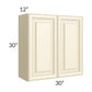 RTA Phoenix Cream Glaze 30" x 30" Wall Cabinet with 1 Decorative End Panel