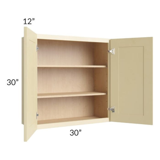 RTA Phoenix Cream Glaze 30" x 30" Wall Cabinet with 1 Decorative End Panel