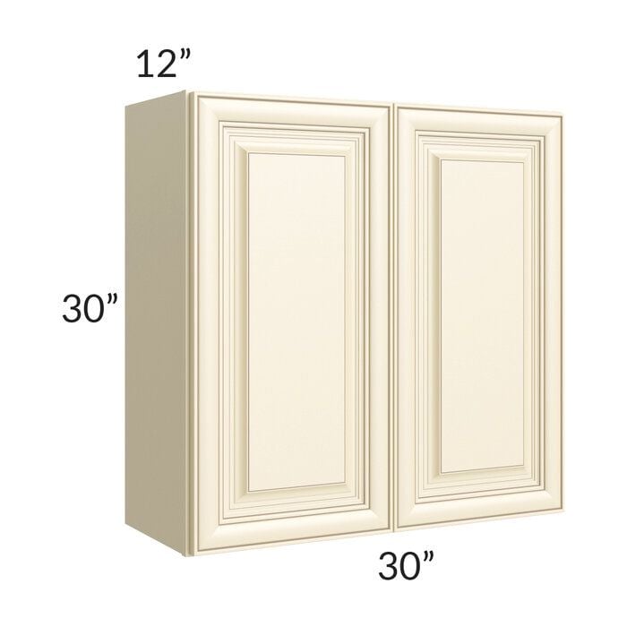 RTA Phoenix Cream Glaze 30" x 30" Wall Cabinet with Mullion Glass Door