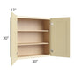 RTA Phoenix Cream Glaze 30" x 30" Wall Cabinet with Mullion Glass Door