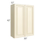 RTA Phoenix Cream Glaze 30" x 42" Wall Cabinet with 2 Decorative End Panels