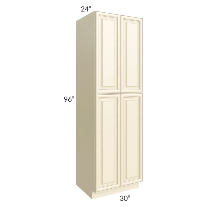 RTA Phoenix Cream Glaze 30" x 96" Wall Pantry with 1 Decorative End Panel and 1 Roll Out Tray