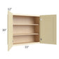 RTA Phoenix Cream Glaze 33" x 30" Wall Cabinet with Mullion Glass Door