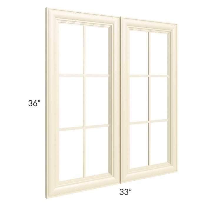 RTA Phoenix Cream Glaze 33" x 36" Mullion Glass Doors Only