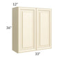 RTA Phoenix Cream Glaze 33" x 36" Wall Cabinet