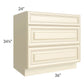 RTA Phoenix Cream Glaze 36" 3-Drawer Base Cabinet with 1 Decorative End Panel