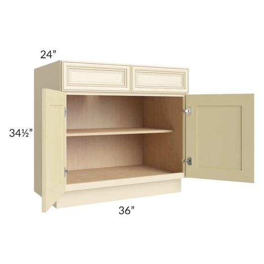 RTA Phoenix Cream Glaze 36" Base Cabinet with 1 Roll Out Tray
