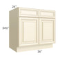 RTA Phoenix Cream Glaze 36" Base Cabinet with Pot and Pan Roll Out Kit