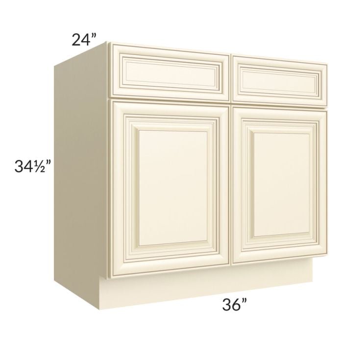 RTA Phoenix Cream Glaze 36" Base Cabinet with Pot and Pan Roll Out Kit