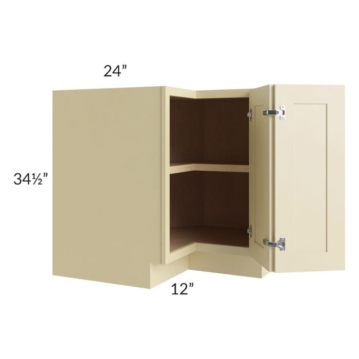 RTA Phoenix Cream Glaze 36" Corner Base Cabinet (Trays sold separately for a Lazy Susan application) with 1 Decorative End Panel