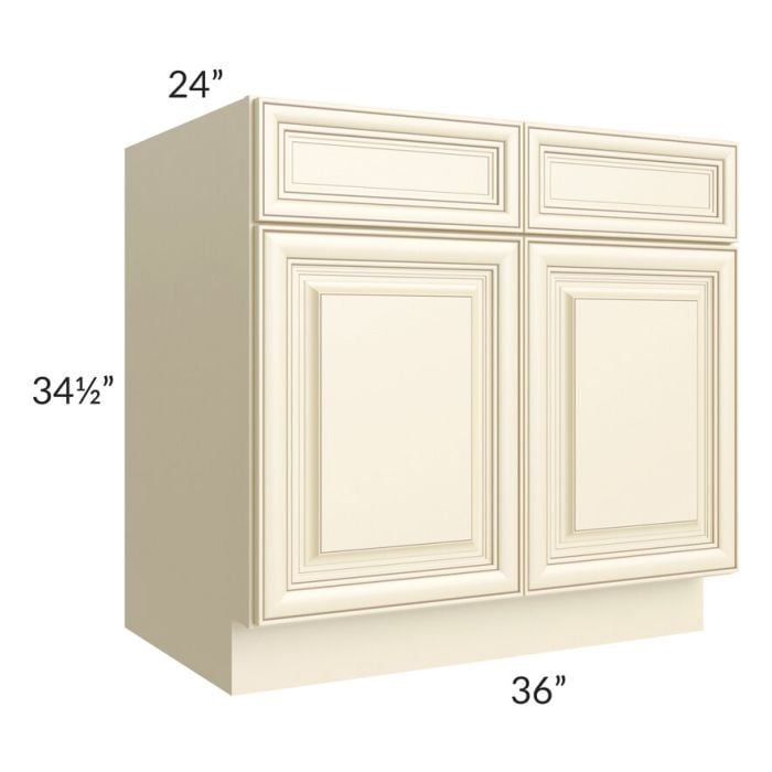 RTA Phoenix Cream Glaze 36" Sink Base Cabinet with 1 Decorative End Panel