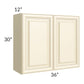 RTA Phoenix Cream Glaze 36" x 30" Wall Cabinet with 1 Decorative End Panel