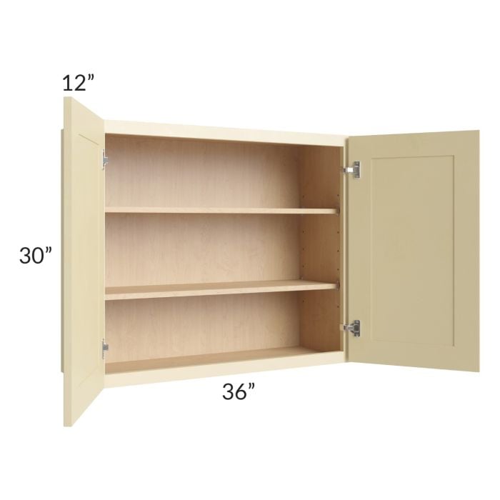 RTA Phoenix Cream Glaze 36" x 30" Wall Cabinet with Mullion Glass Door