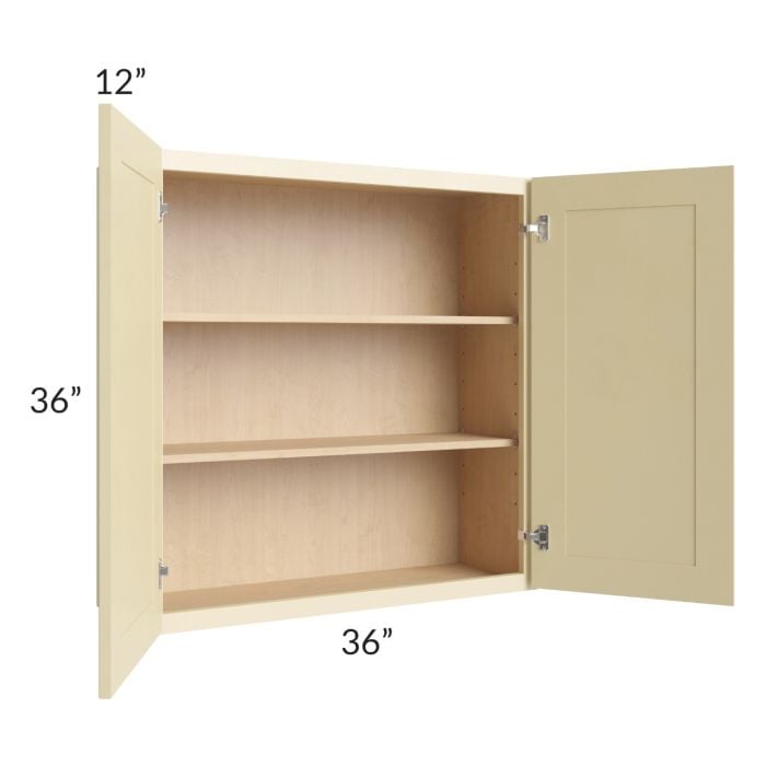 RTA Phoenix Cream Glaze 36" x 36" Wall Cabinet with 1 Decorative End Panel