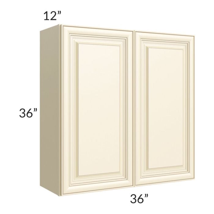 RTA Phoenix Cream Glaze 36" x 36" Wall Cabinet with 2 Decorative End Panels