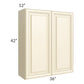 RTA Phoenix Cream Glaze 36" x 42" Wall Cabinet with 2 Decorative End Panels