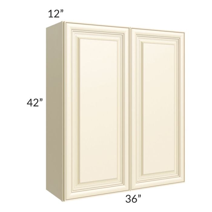 RTA Phoenix Cream Glaze 36" x 42" Wall Cabinet with Mullion Glass Door