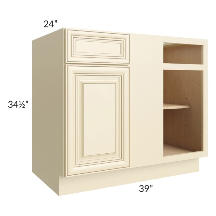 RTA Phoenix Cream Glaze 42" Blind Base Cabinet with 1 Decorative End Panel
