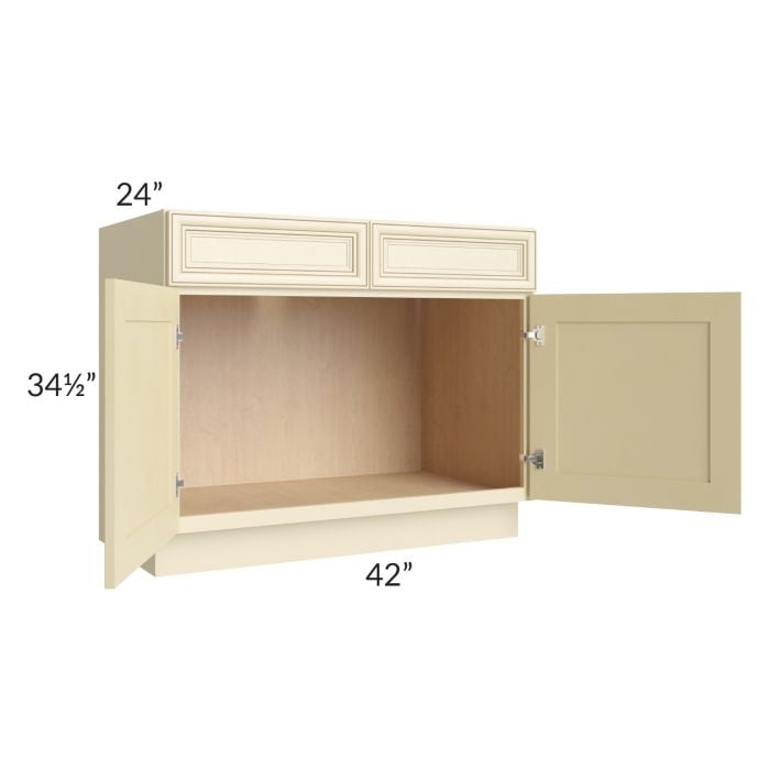 RTA Phoenix Cream Glaze 42" Sink Base Cabinet with 1 Decorative End Panel