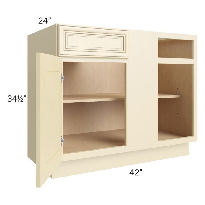 RTA Phoenix Cream Glaze 45" Blind Base Cabinet