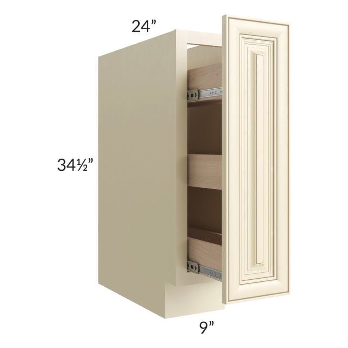 RTA Phoenix Cream Glaze 9" Spice Base Cabinet with 1 Decorative End Panel