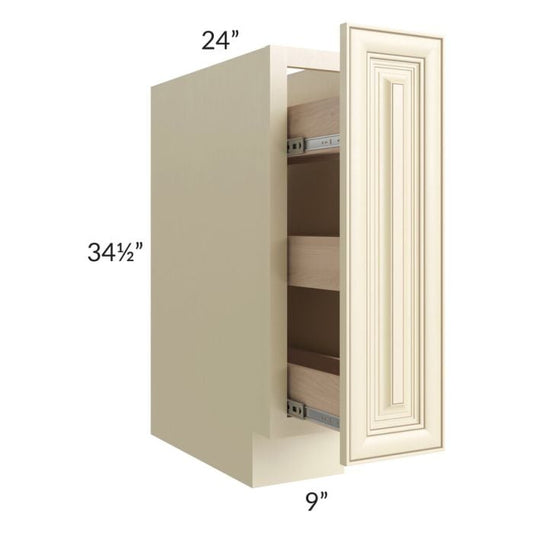 RTA Phoenix Cream Glaze 9" Spice Base Cabinet with 1 Decorative End Panel