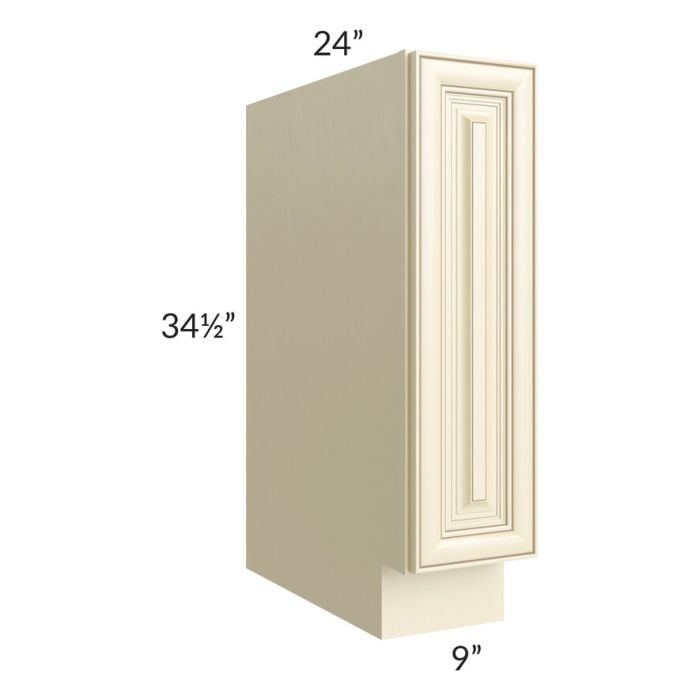 RTA Phoenix Cream Glaze 9" Spice Base Cabinet with 2 Decorative End Panels