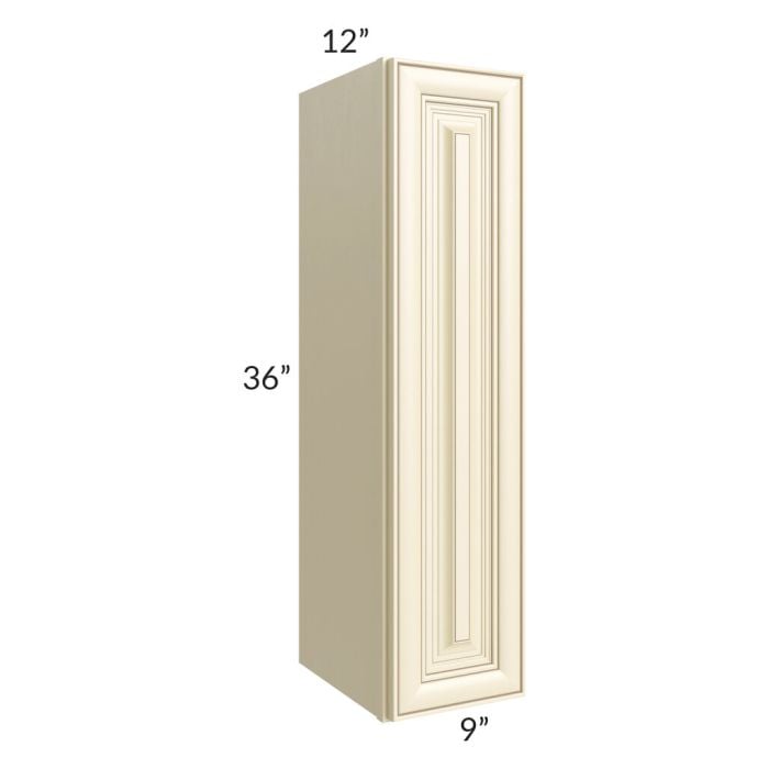 RTA Phoenix Cream Glaze 9" x 36" Wall Cabinet with 1 Decorative End Panel