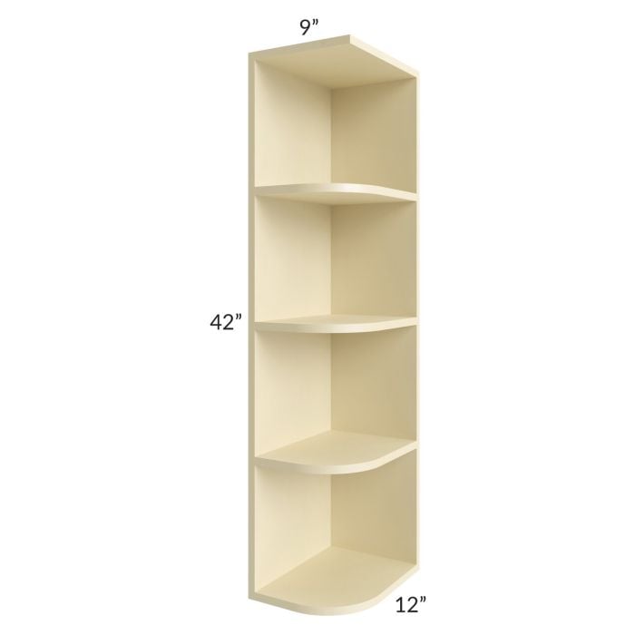 RTA Phoenix Cream Glaze 9" x 42" Wall End Shelf Cabinet