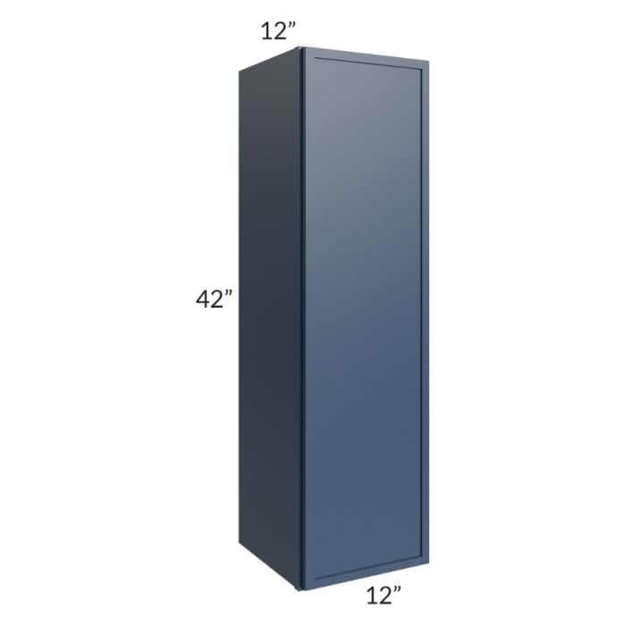 RTA Portland Navy Blue 12" x 42" Wall Cabinet with 1 Decorative End Panel
