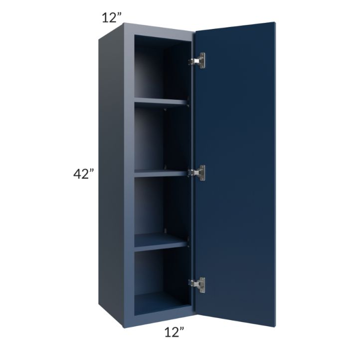 RTA Portland Navy Blue 12" x 42" Wall Cabinet with 1 Decorative End Panel